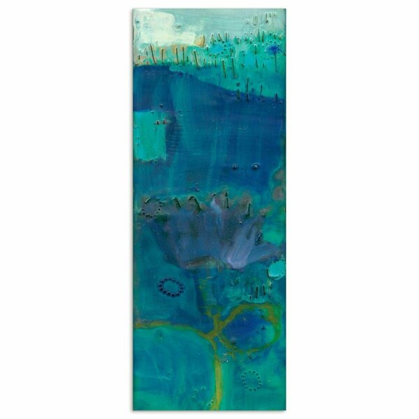 Solid Storage Supplies 63 x 24 in. Reedy Blue III Abstract Frameless Tempered Glass Panel Contemporary Wall Art SO2573381